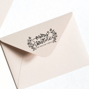 Weihnachtsbriefe Kalligraphie Leaf Familienname Gummistempel