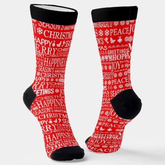 Weihnachtsbriefe Textmuster in rot und weiß Socken (Gewinkelt)