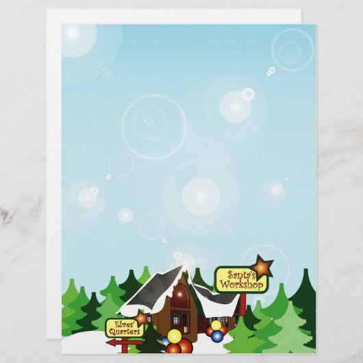 Weihnachtsbriefpapier - Nordpol-Design (Vorne/Hinten)