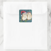 Weihnachtsbrille Quadratischer Aufkleber (Tasche)