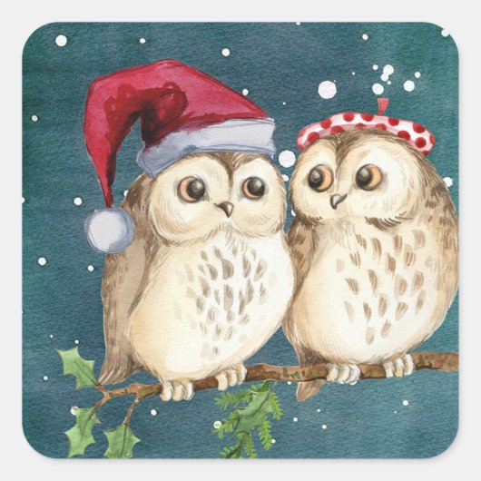 Weihnachtsbrille Quadratischer Aufkleber (Vorderseite)