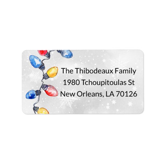 Weihnachtsbrille, String Lights, Rücksendeadresse Adressaufkleber (Vorne)