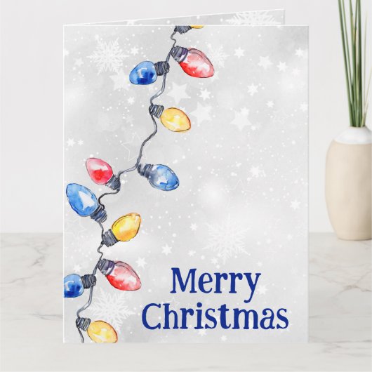 Weihnachtsbrillen, String Lights, Feiertagsgruß Karte (Vorderseite)