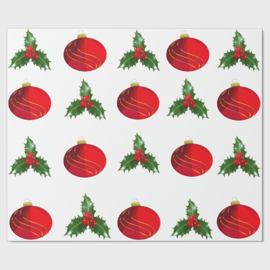 Weihnachtsbrillen und Holly Wrapping Paper Geschenkpapier (Flach)