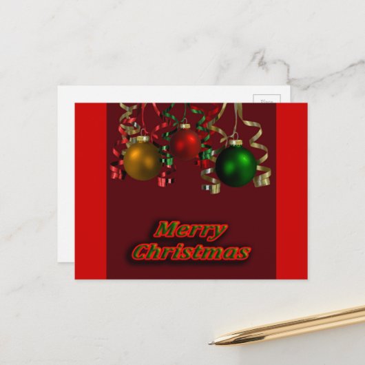 Weihnachtsbrillen und Ribbons Postkarte (Vorderseite/Rückseite Beispiel)