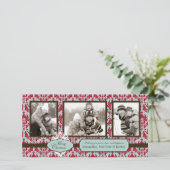 Weihnachtsbrokade Retro Fotokarte Feiertagskarte (Stehend Vorderseite)