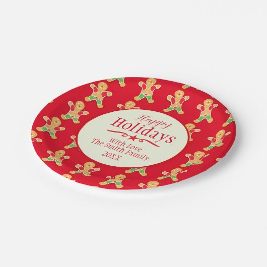 Weihnachtsbrot, rot - Feiertagsschild Pappteller (Schrägansicht)