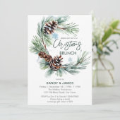 Weihnachtsbrunch-Kiefernvorlage Einladung (Stehend Vorderseite)