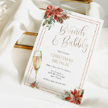 Weihnachtsbrunch und Bubbly Champagne Einladung<br><div class="desc">Weihnachts-Brunch-Einladung mit goldener Champagnerflöte,  Goldrahmen und Poinsettias,  Evergreen mit Eukalyptus. Personalisieren Sie Ihre Informationen und passen Sie Ihre Veranstaltung an!</div>