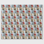 Weihnachtsbrunnen mit Candy Cane im Schneewald Geschenkpapier (Flach)