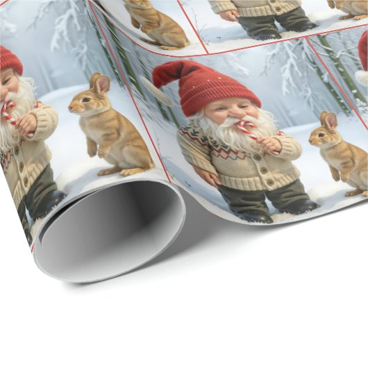 Weihnachtsbrunnen mit Candy Cane im Schneewald Geschenkpapier (Rolleneckpunkt)