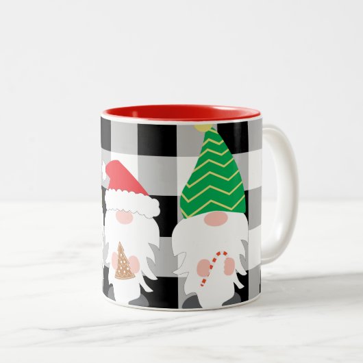 Weihnachtsbrunnen Wohngestaltung mit Buffalo-Karo Zweifarbige Tasse (VorderseiteRechts)