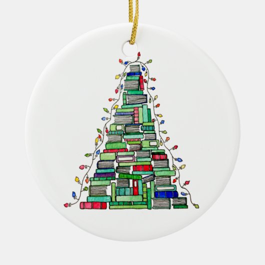 Weihnachtsbuch-Baum 2017 Keramik Ornament (Vorne)