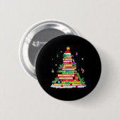 Weihnachtsbuch Bibliothek Baum Lichter Lustiger Bi Button (Vorne & Hinten)