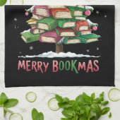 Weihnachtsbuch "Lover Tree Librarian Merry Bookmas Geschirrtuch (Gefaltet)
