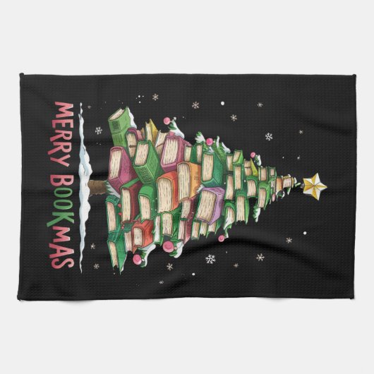 Weihnachtsbuch "Lover Tree Librarian Merry Bookmas Geschirrtuch (Horizontal)