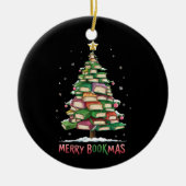 Weihnachtsbuch "Lover Tree Librarian Merry Bookmas Keramik Ornament (Vorne)