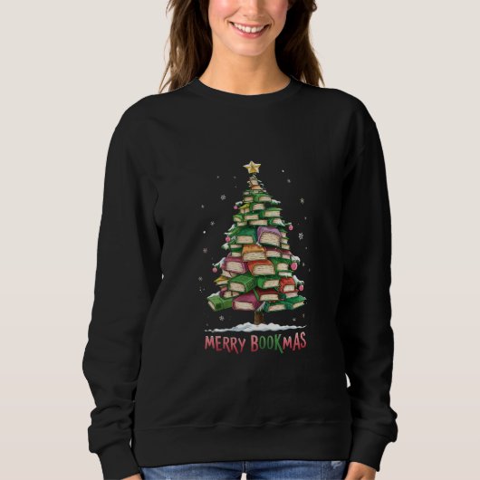 Weihnachtsbuch "Lover Tree Librarian Merry Bookmas Sweatshirt (Vorderseite)