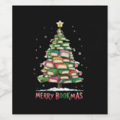 Weihnachtsbuch "Lover Tree Librarian Merry Bookmas Weinetikett (Einzelnes Label)