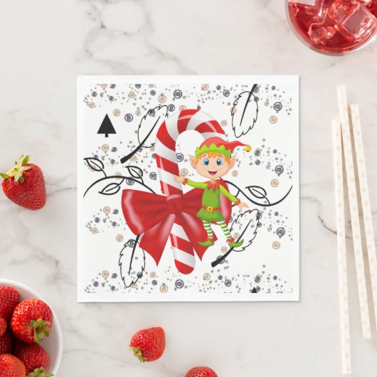 Weihnachtsbuch Napkins, Elf Candy Cane Serviette (Beispiel)