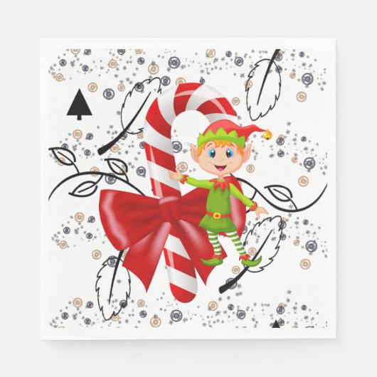 Weihnachtsbuch Napkins, Elf Candy Cane Serviette (Vorderseite)