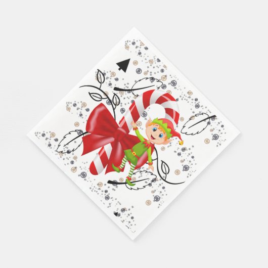 Weihnachtsbuch Napkins, Elf Candy Cane Serviette (Ecke)