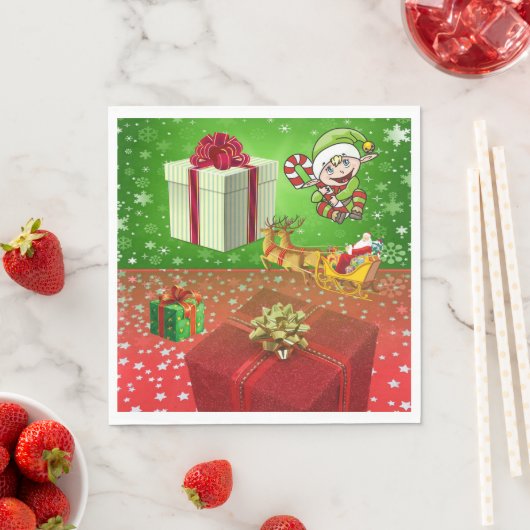 Weihnachtsbuch Napkins, Elf Serviette (Beispiel)