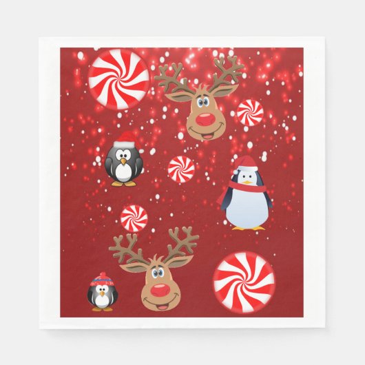 Weihnachtsbuch Napkins, Frohe Weihnachten, Pinguin Serviette (Vorderseite)