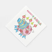 Weihnachtsbuch Napkins, Frohe Weihnachts-Rosa Pig Serviette (Ecke)