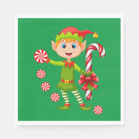 Weihnachtsbuch Napkins, Frohe Weihnachtself Serviette (Vorderseite)