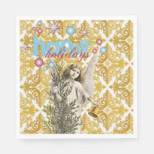 Weihnachtsbuch Napkins, Happy Holidays Angel Serviette (Vorderseite)