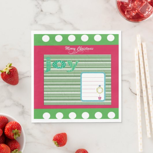 Weihnachtsbuch Napkins, Joy Red Green Strip Serviette (Beispiel)