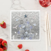 Weihnachtsbuch Napkins, Merry Blue Silver Tree Serviette (Beispiel)
