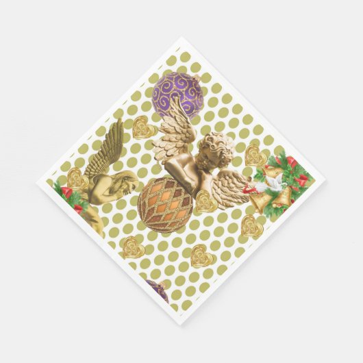 Weihnachtsbuch Napkins, Merry Gold Angel Serviette (Ecke)