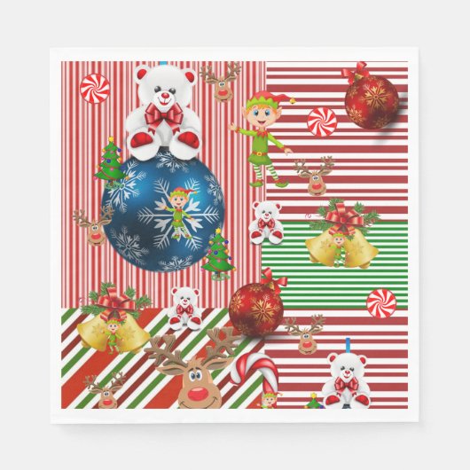 Weihnachtsbuch Napkins, Merry Teddy Bear Serviette (Vorderseite)