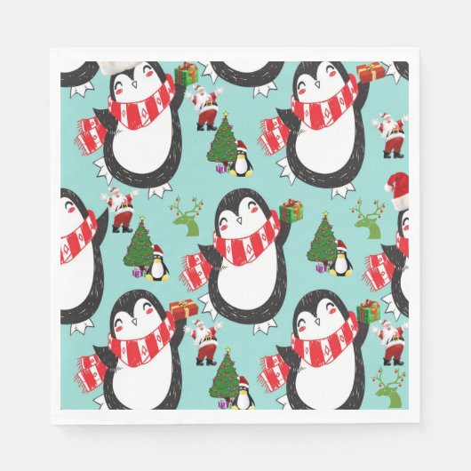 Weihnachtsbuch Napkins, Pinguin Serviette (Vorderseite)