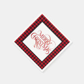 Weihnachtsbuch Napkins Red & Black Buffalo Kariert Serviette (Ecke)