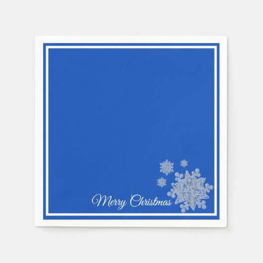 Weihnachtsbuch Napkins Royal Blue Snowflakes Serviette (Vorderseite)