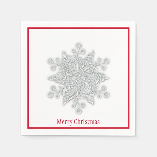 Weihnachtsbuch Napkins Silver Snowflake Red Trial Serviette (Vorderseite)