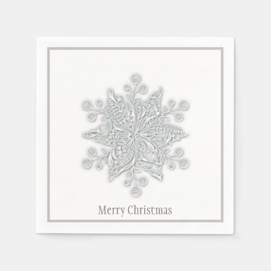 Weihnachtsbuch Napkins Silver Snowflake Serviette (Vorderseite)