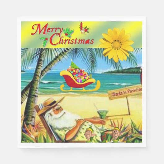 Weihnachtsbuch Napkins, Summer Beach Bum Santa Serviette (Vorderseite)