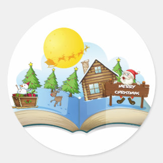 Weihnachtsbuch Runder Aufkleber
