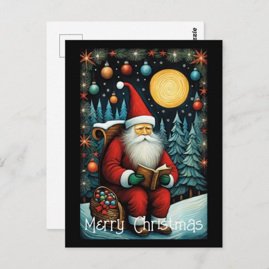 Weihnachtsbuch Snowy Night Weihnachtsbaum Postkarte (Vorne/Hinten)