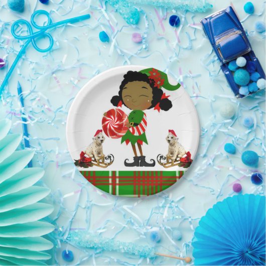 Weihnachtsbuch-Teller, Afrikanischer Elf Pappteller (Party)