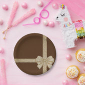 Weihnachtsbuch-Teller, Beige Bow Pappteller (Party)