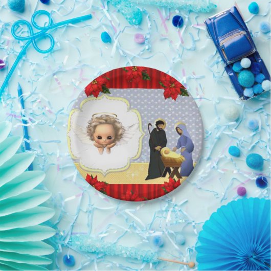 Weihnachtsbuch-Teller, Engel, Jesus Christus Pappteller (Party)