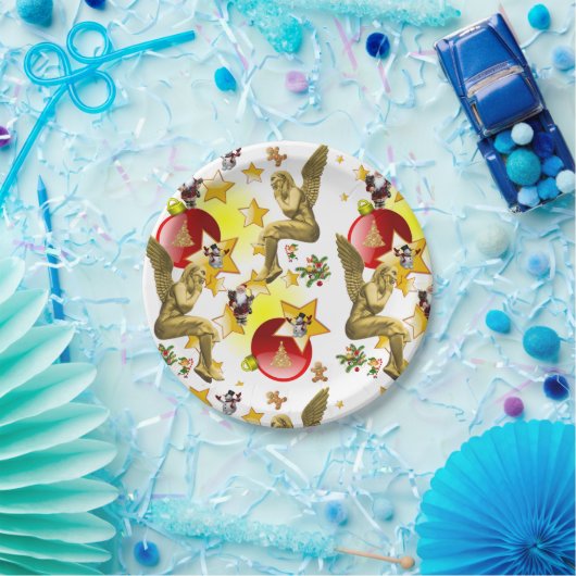 Weihnachtsbuch-Teller, Engel Pappteller (Party)