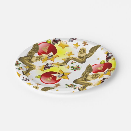 Weihnachtsbuch-Teller, Engel Pappteller (Schrägansicht)