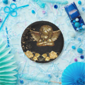 Weihnachtsbuch-Teller, Frohe Weihnachts-Gold-Engel Pappteller (Party)