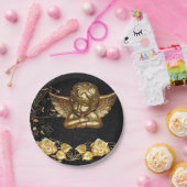 Weihnachtsbuch-Teller, Frohe Weihnachts-Gold-Engel Pappteller (Party)